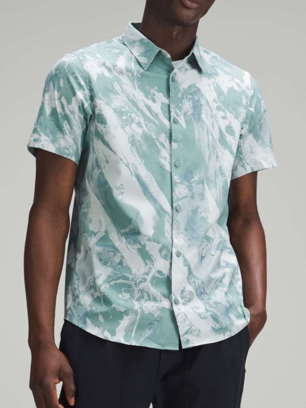 Lululemon Airing Easy Short Sleeve Button Down Shirt Molten Flashed Teal-Small